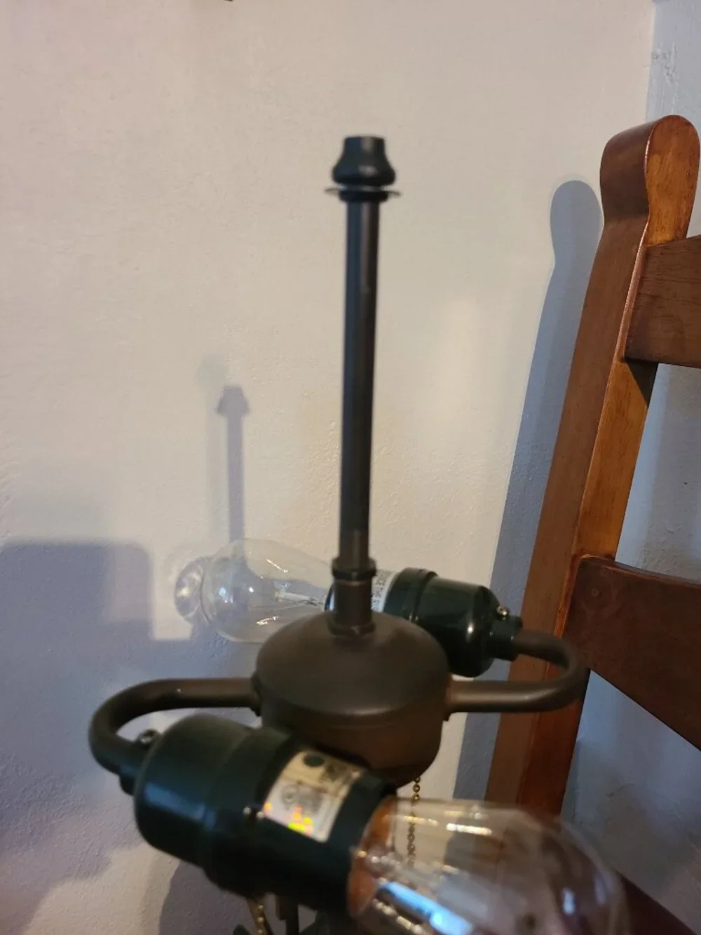 Tiffany Style 3 Light Victorian Lighted Base Lamp No Shade Leaded Glass 23.75